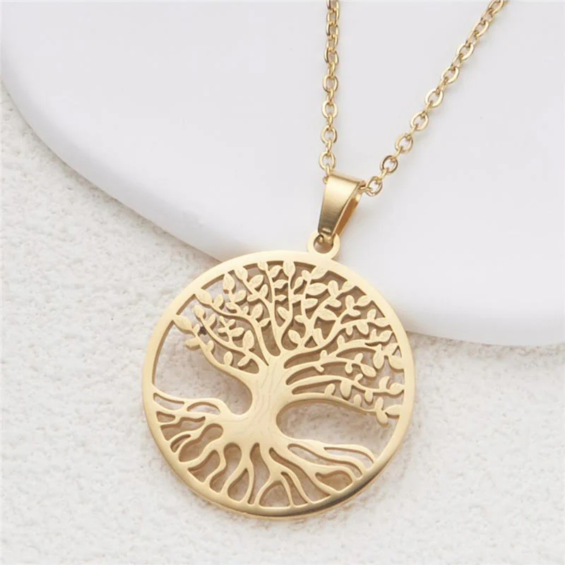 Buddha Stones The Tree Of Life Titanium Steel Enlightenment Necklace Pendant