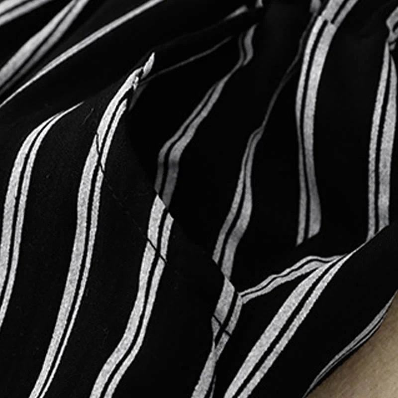 Buddha Stones Casual Acrylic Stripe Lace-up Women's Wide Leg Pants With Pockets