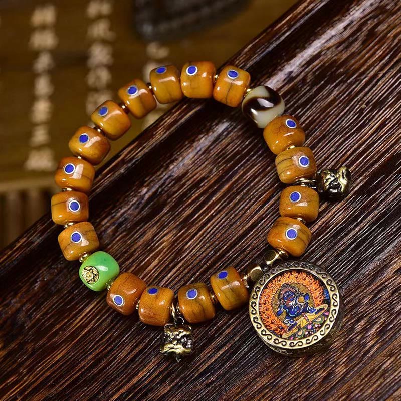 Buddha Stones Vintage Tibetan Bone Beads Braided Rope Positive Balance Bracelet
