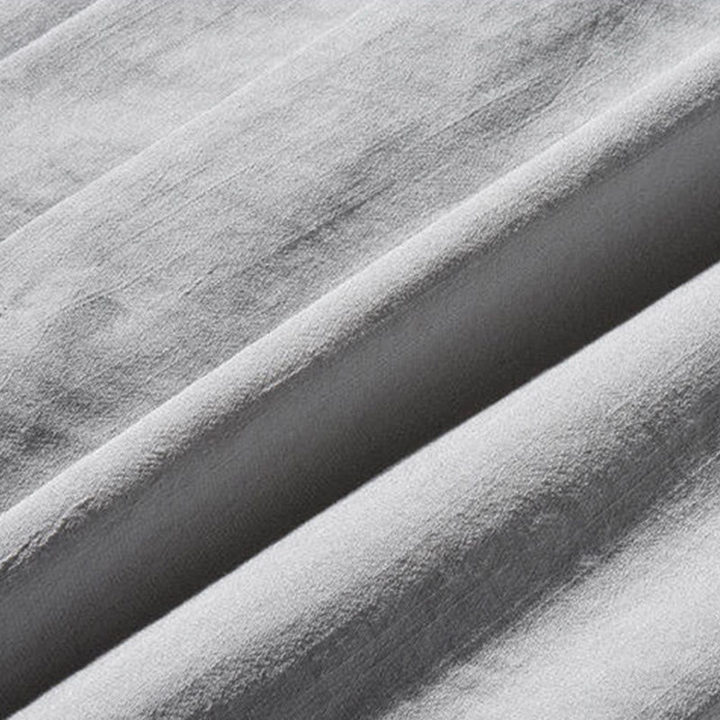 Buddha Stones Casual Patchwork Crane Pattern Frog-Button Design Men's Wide Leg Pants With Pockets