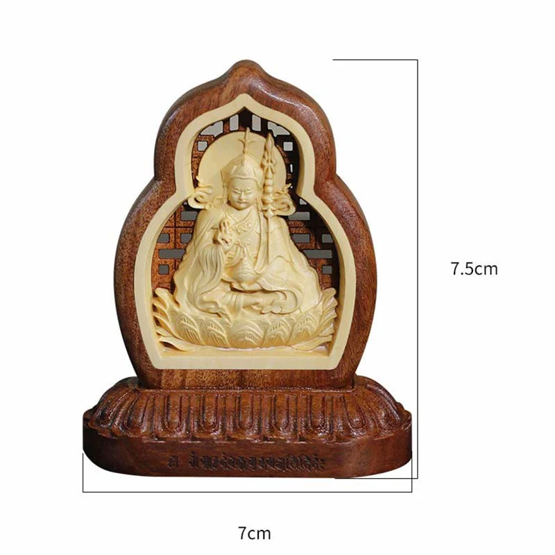 Buddha Stones Guru Rinpoche Buddha Padmasambhavan Serenity Wood Engraved Statue Figurine Decoration