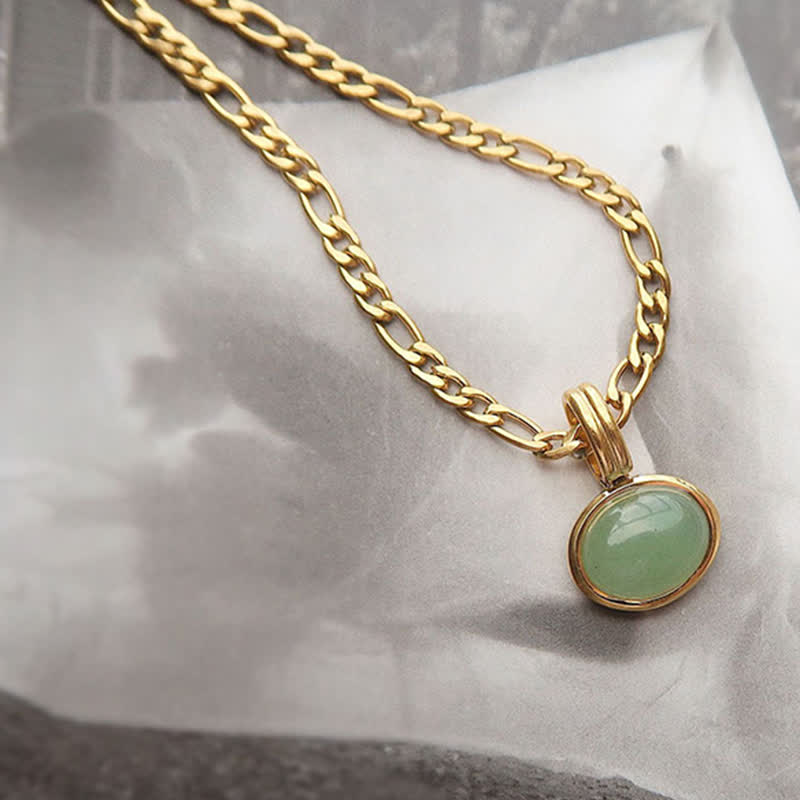 Buddha Stones Oval Turquoise Strength Titanium Steel Necklace Pendant
