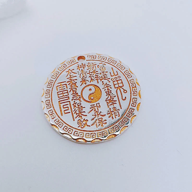 Buddha Stones Mountain Ghosts Spend Money Yin Yang Bagua Design Copper Harmony Necklace Pendant