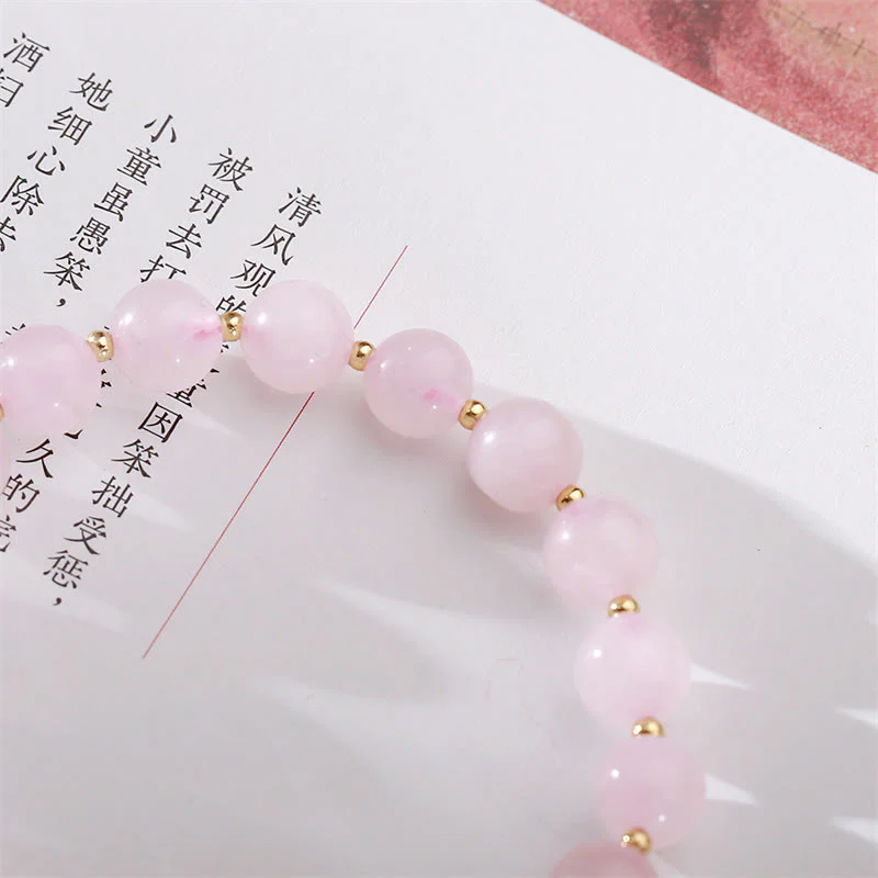 Buddha Stones Natural Pink Crystal Plum Blossom Love Bracelet