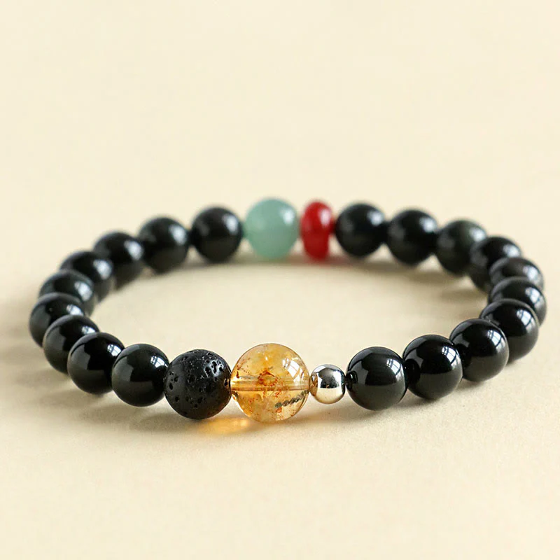 Buddha Stones Natural Black Obsidian Beads Strength Fulfillment Bracelet