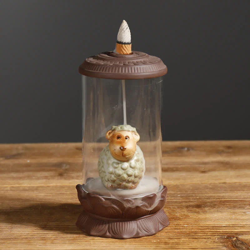 Buddha Stones Meditation Wukong Monkey King Purple Clay Windshield Lotus Backflow Smoke Fountain Incense Burner Decoration