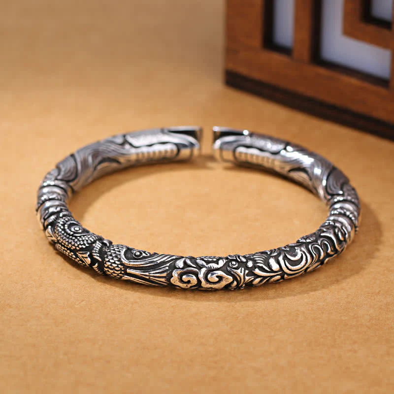 Buddha Stones Dragon Head Carved Luck Bracelet Bangle