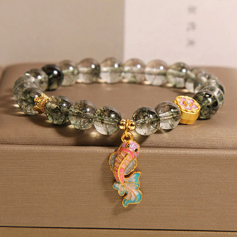Buddha Stones Green Phantom Koi Fish Lucky Bracelet