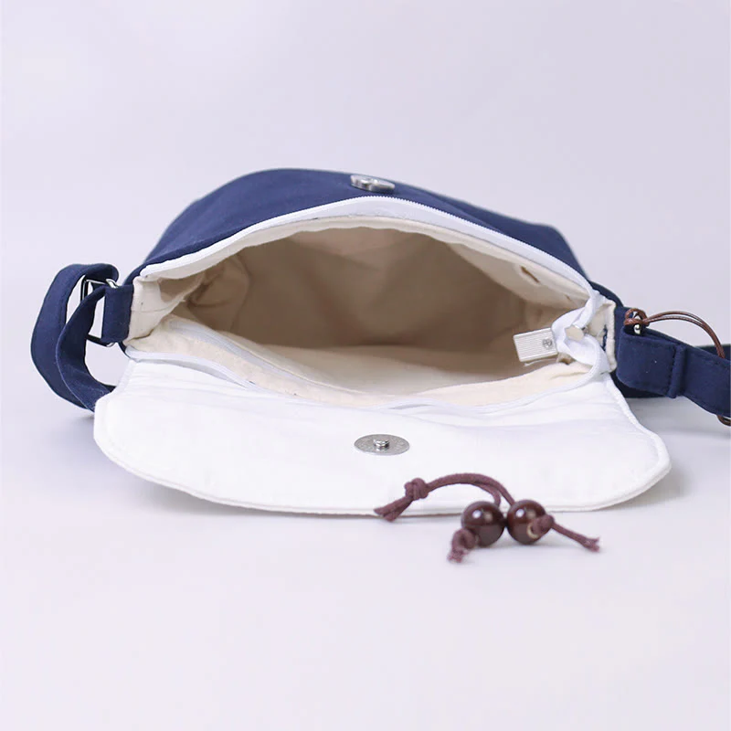 Buddha Stones Embroidered Camellia Epiphyllum Gardenia Sakura Flowers Crossbody Bag Shoulder Bag Cellphone Bag