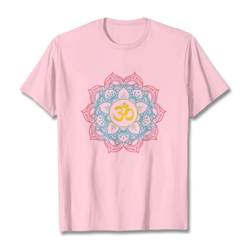 Buddha Stones Lotus-shaped Mandala OM Symbol Design Tee T-shirt