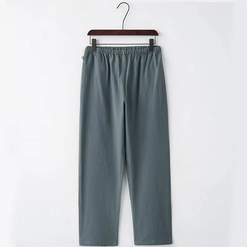 Buddha Stones 2Pcs Tang Suit Traditional Frog-Button Uniform Long Sleeve Shirt Pants Men's Set