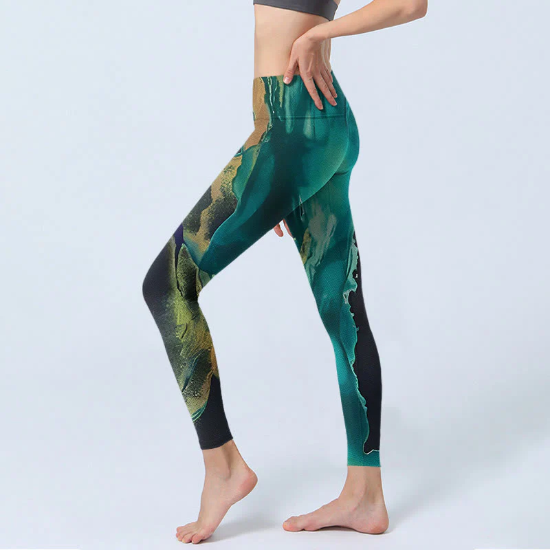 Buddha Stones DarkCyan Natural Landscapes Exercise Leggings Women's Yoga Pants