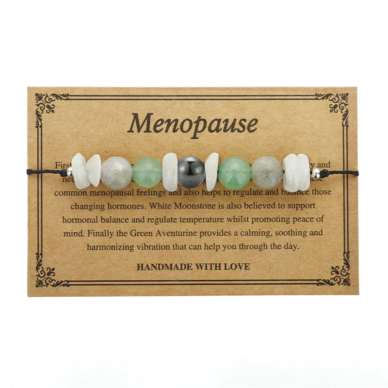 Buddha Stones Menopause Labradorite Green Aventurine White Moonstone Healing Bracelet