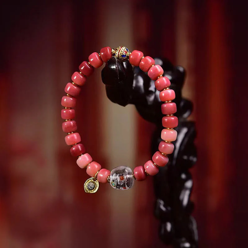 Buddha Stones Tibetan Camel Bone Red Agate Luck Bracelet