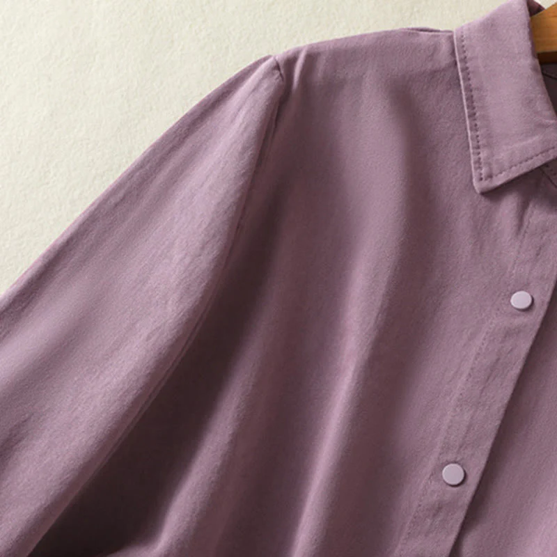 Buddha Stones Plain Button Design Stand Collar Women's Cotton Jacket