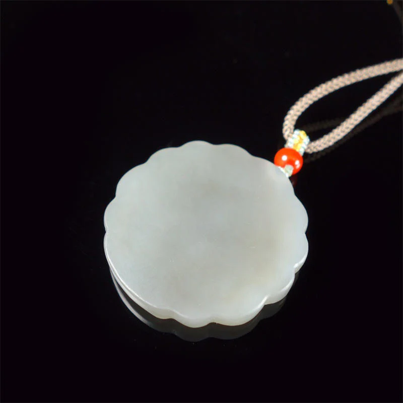Buddha Stones White Jade Peacock Protection Blessing Necklace Pendant