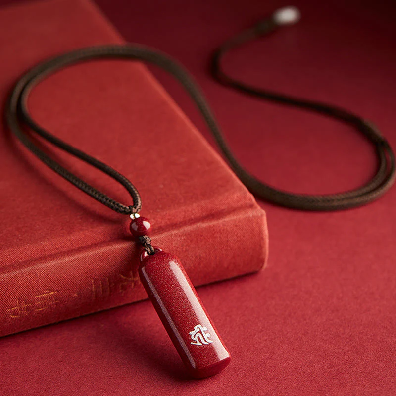 Buddha Stones Chinese Zodiac Natal Buddha Cinnabar Amulet Protection String Necklace Pendant