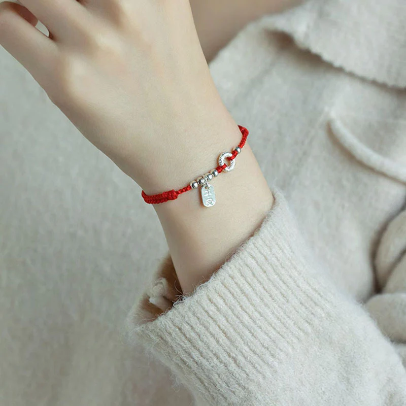 Buddha Stones 925 Sterling Silver Auspicious Clouds Peace Buckle Safe And Sound Bracelet Anklet (Extra 30% Off | USE CODE: FS30)