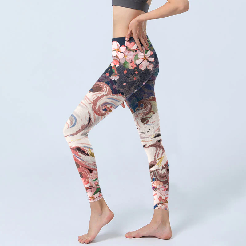 Buddha Stones Fox Cherry Blossoms Gym Leggings Women's Yoga Pants