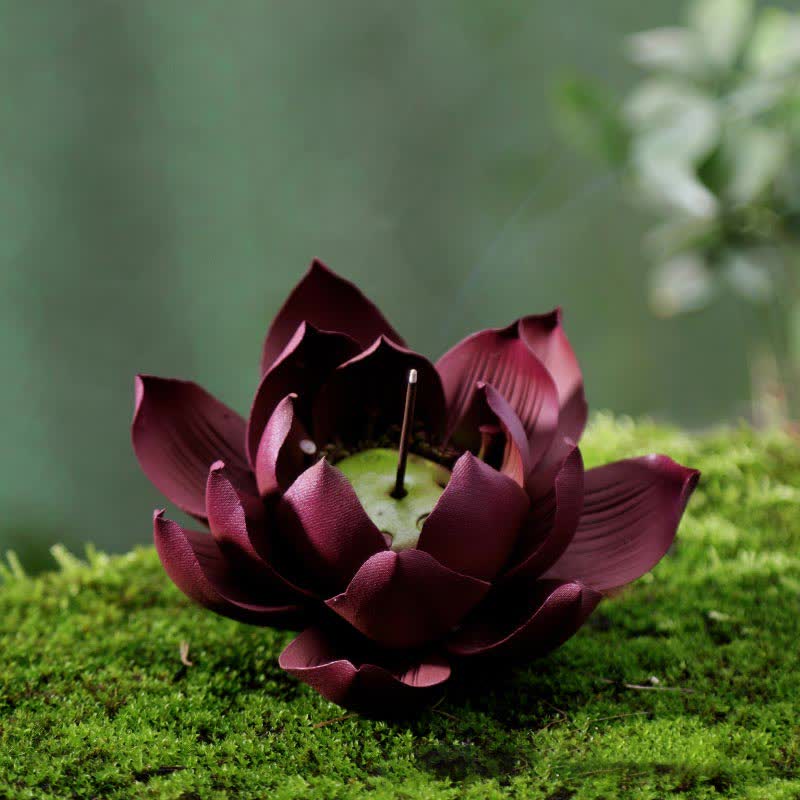 Buddha Stones Tibetan Lotus Positive Peace Incense Burner Decoration