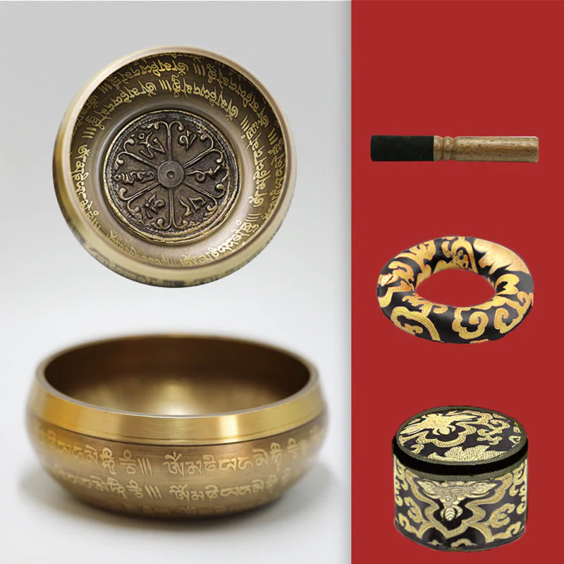 Buddha Stones Tibetan Meditation Sound Bowl Handcrafted for Healing and Mindfulness Singing Bowl Set