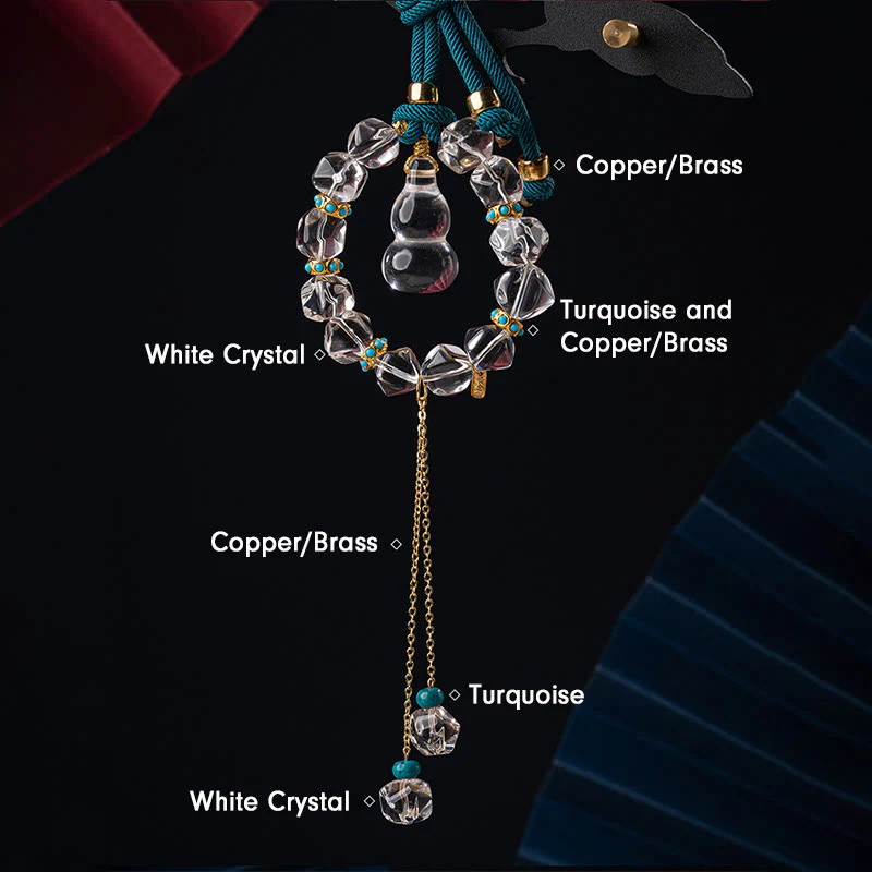 Buddha Stones White Crystal Deer Gourd Protection Car Hanging Decoration