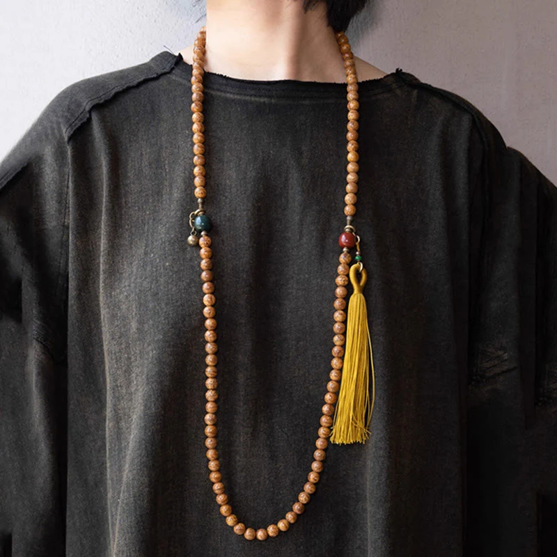 Buddha Stones 108 Mala Beads Bodhi Seed Wisdom Peace Tassel Bracelet