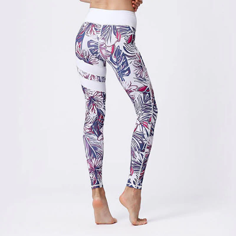 Buddha Stones Flower Petal Leaves Print Sports Exercise Fitness High Waist Leggings Women's Yoga Pants