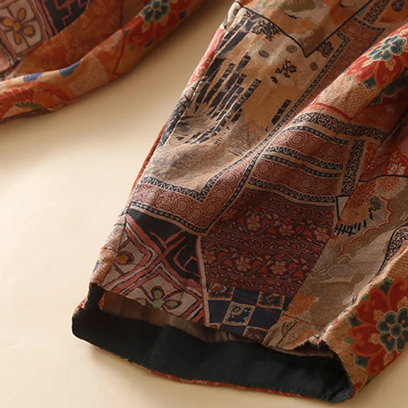 Buddha Stones Retro Casual Chinese Frog-Button Design Women's Harem Pants With Pockets