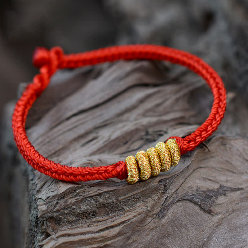 Buddha Stones Handmade Simple Design Chinese Knotting Luck Strength Braid String Bracelet