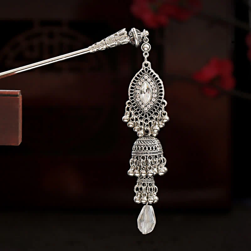 Buddha Stones Water Drop Lily of the Valley Flowers Tassels Confidence Hairpin