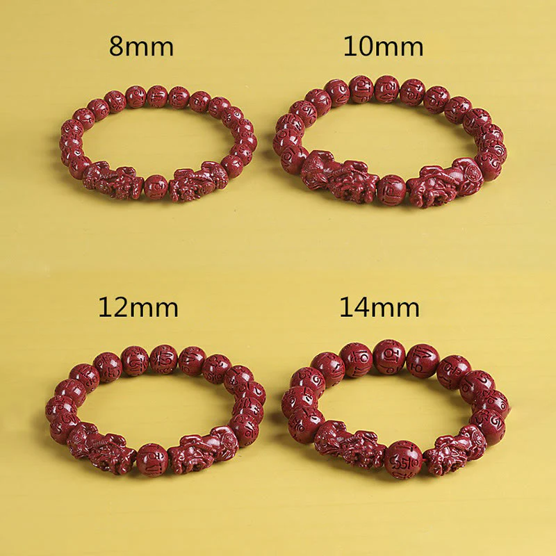 Buddha Stones Natural Double PiXiu Cinnabar Om Mani Padme Hum Wealth Luck Bead Bracelet