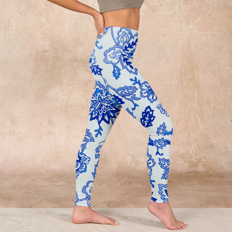 Buddha Stones Flowers Print Gym Leggings Women's Yoga Pants