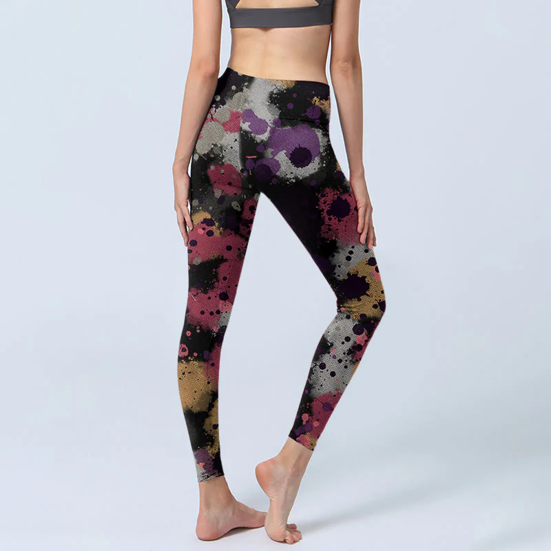 Buddha Stones Splatter Print Exercise Leggings Women's Yoga Pants