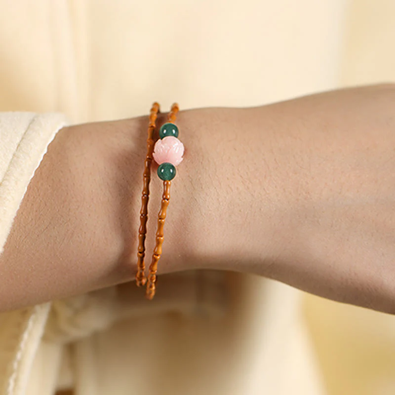 Buddha Stones Ultra-fine Olive Pit Lotus Inner Strength Double Circle Bracelet