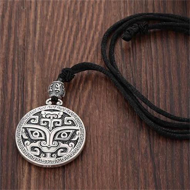 Buddha Stones Lucky FengShui Mythological Creature Taotie Wealth Necklace Pendant