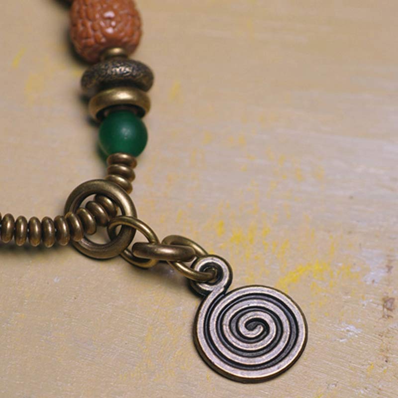 Buddha Stones 108 Mala Rudraksha Beads Bodhi Seed Dzi Bead Luck Auspiciousness Tassel Bracelet