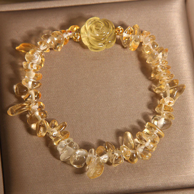 Buddha Stones Natural Citrine Irregular Bead Petals Pleasure Bracelet