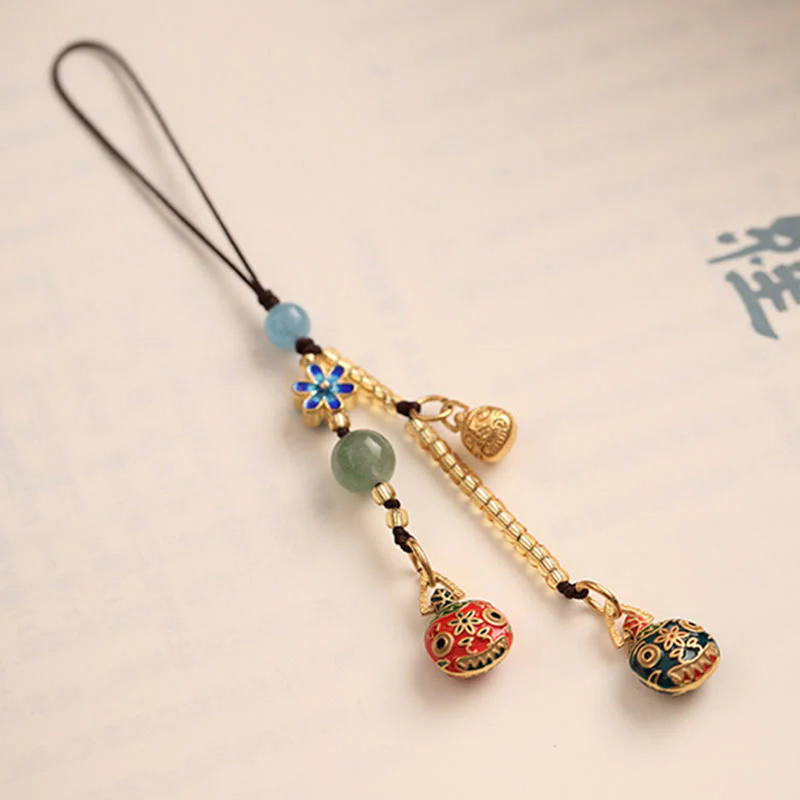 Buddha Stones Gold Swallowing Beast Family Luck Key Chain