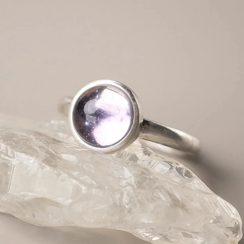 Buddha Stones Natural 925 Sterling Silver Amethyst Adjustable Balance Ring