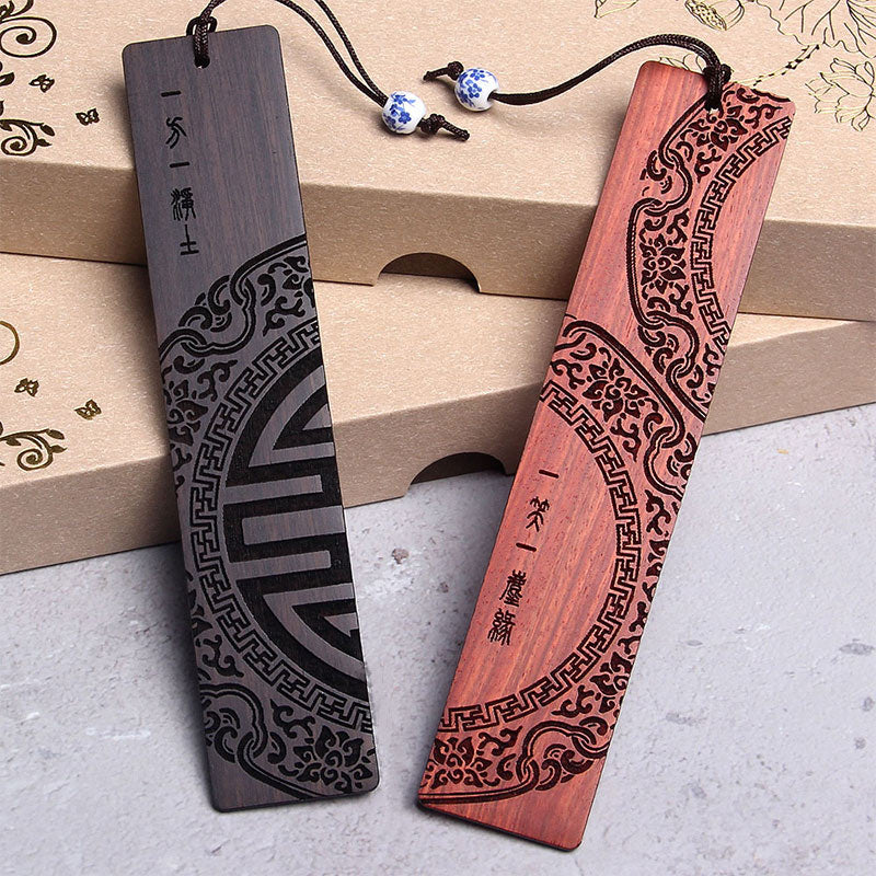 Buddha Stones Zen Enlightenment Quotes Ebony Wood Small Leaf Red Sandalwood Bookmarks With Gift Box (Extra 30% Off | USE CODE: FS30)