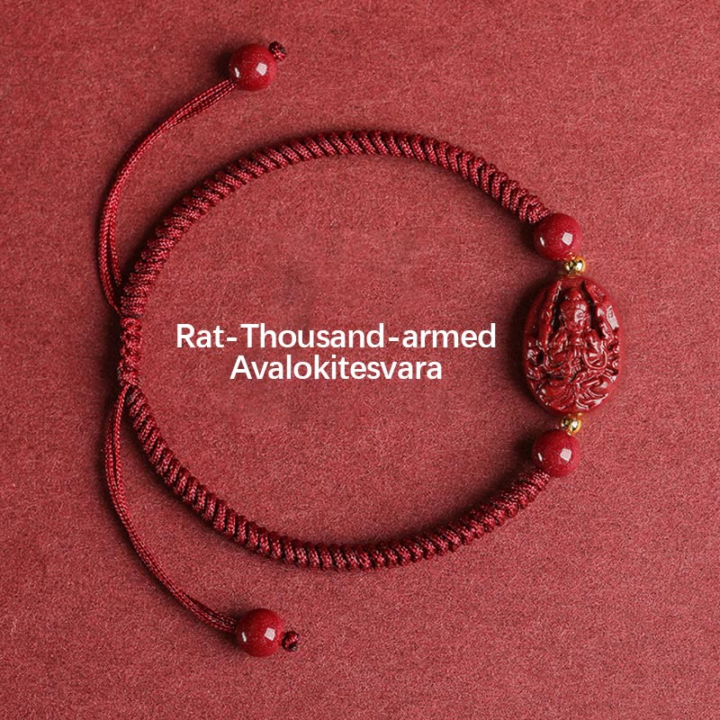 Buddha Stones Chinese Zodiac Natal Buddha Cinnabar Keep Away Evil Spirits Rope Bracelet (Extra 30% Off | USE CODE: FS30)