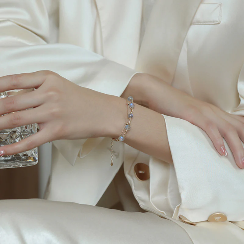 Buddha Stones Moonstone Positive Charming Chain Bracelet