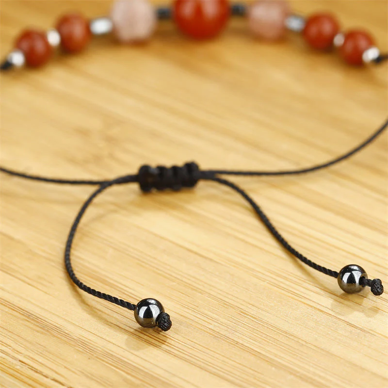 Buddha Stones Believe You Can Carnelian Red Jasper Hematite Sun Stone Positive Bracelet