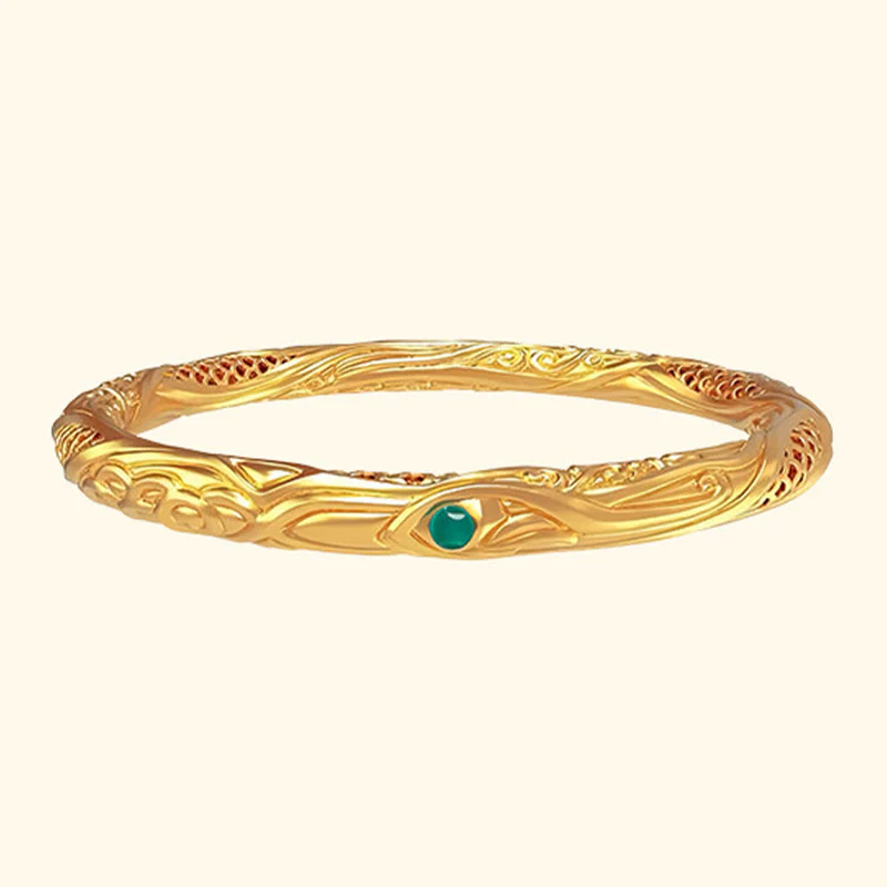 Buddha Stones 999 Sterling Silver Golden Flower Hollow Design Blessing Bracelet Bangle