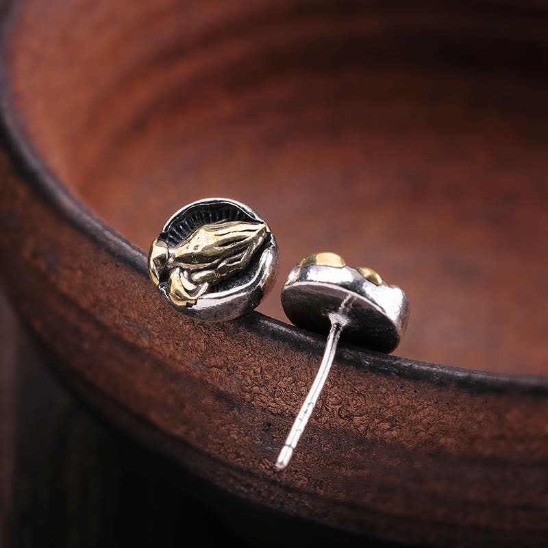 Buddha Stones 925 Sterling Silver Namaste Equality Stud Earrings