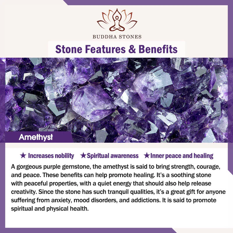 Buddha Stones Natural Peace Lock Bamboo Shape Fu Character Amethyst Pearl Balance Bracelet