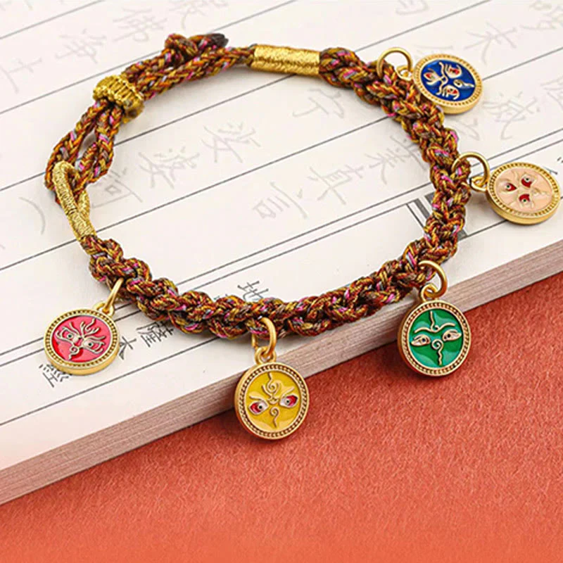 Buddha Stones Tibetan Five God Of Wealth Thangka Luck Braid String Bracelet