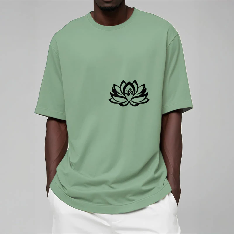Buddha Stones Lotus Flower OM Symbol Design Tee T-shirt