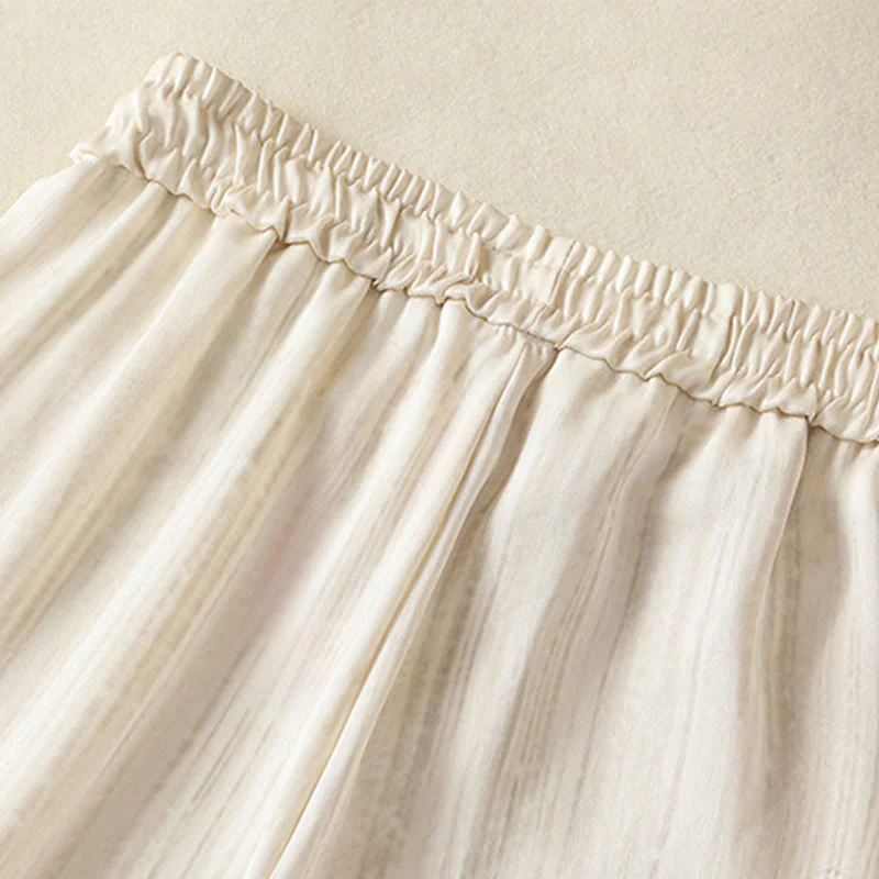 Buddha Stones Artistic Casual Vertical Lines Pattern Drawstring Ankle-length Women's Pants With Pockets